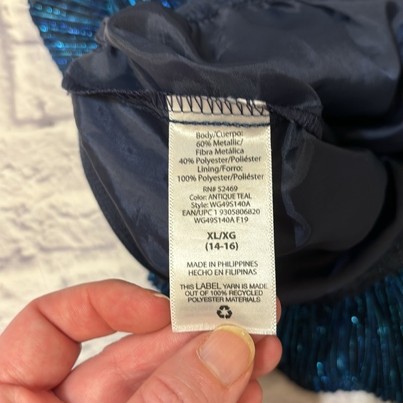 Metallic Blue Shimmer Midi Party Skirt Pull On Style - Girls Size XL 14-16 - Picture 10 of 12